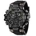 SMAEL men's digital sports watch with waterproof and luminous tactical design features. - Black