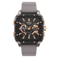 SMAEL Men's Square Sports Watch with Grey Silicone Strap and Rose Gold Accents - Brown