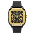 SMAEL men's square analog-digital sports watch with gold finish and black strap - Black & Gold