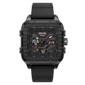 SMAEL men's square digital-analog sports watch with black silicone strap and rugged case - Black
