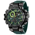 SMAEL men's sports watch in dark green with dual display and luminous features - Green
