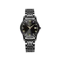 Elegant ladies' automatic mechanical watch with black dial and steel strap - Black Case Black Dial
