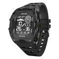 SMAEL fashion digital sports watch with 50m waterproof and LED light in black - Black