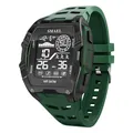 SMAEL rugged digital sports watch featuring green silicone strap and 5ATM waterproof - Green