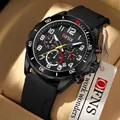 Sportliche OFNS Herren-Quarzuhr mit schwarzem Silikonarmband und strukturiertem Chronographen-Zifferblatt - Ganz Schwarz Silikon