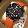 Sportliche OFNS Herren-Quarzuhr mit orangefarbenem Silikonarmband und schwarzem Zifferblatt - Orange Silikon