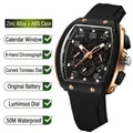 OFNS Herren Quarzuhr Chronograph mit schwarzem Silikonarmband und Datum - Black Rose Gold Style