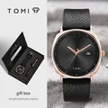 Elegantes TOMI Quarzuhren- und Stift-Set in einer hochwertigen schwarzen Geschenkbox. - T044 Mit Geschenkbox / Schwarzes Armband Roségold