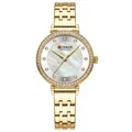 Reloj de lujo para mujer en acero dorado con bisel de cristal y esfera de nácar - Dorado