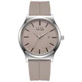 Elegante Herren Business Quarzuhr mit taupefarbenem Zifferblatt und Silikonarmband - Aprikosenfarbenes Armband Weißes Gehäuse (Silikon)