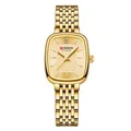 Montre carrée CURREN 9093 minimaliste dorée pour femme avec bracelet en métal de luxe. - Boîtier Argent Cadran Blanc / Blanc