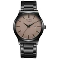 Premium Herren Business Quarzuhr mit schwarzem Metallarmband und beige SABR Zifferblatt - Schwarz Aprikosenfarbenes Zifferblatt (Stahl)