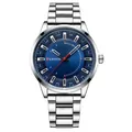 CURREN 8406 men's casual wristwatch with blue 3D dial and silver stainless steel strap - Silver & Blue