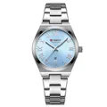 CURREN 9095 silver women's quartz watch with light blue dial and Roman numerals - Roman Numeral Calendar Style (9095) / Silver Case Silver Strap Light Blue Dial