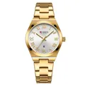 Elegant CURREN 9095 gold-tone women's watch with Roman numerals and date display - Roman Numeral Calendar Style (9095) / Gold Case Gold Strap White Dial