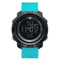 TOMI waterproof sports digital watch featuring turquoise textured strap and black dial - Lake Blue