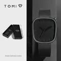TOMI μινιμαλιστικό ρολόι χαλαζία με μαύρο λουράκι πλέγματος για άνδρες κ γυναίκες. - Στυλ με Μαύρο Μεταλλικό Πλέγμα (T077A-2) / Μαύρο