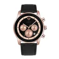 TOMI Herren Business-Quarzuhr mit schwarzem Lederarmband und Gehäuse in Roségold - T603-5 (Roségoldenes Gehäuse Schwarzes Zifferblatt Schwarzes Armband)
