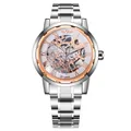 Detaillierte Ansicht der Winner Herren-Skelettuhr mit Handaufzug und Silberarmband - Silber/Weißes Roségold Innenring