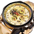 Forsining Herren Automatikuhr mit luxuriösem goldenem Zifferblatt und wasserfestem Design. - Goldenes Gehäuse Goldenes Zifferblatt
