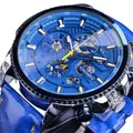 Forsining blaue automatische mechanische Herrenuhr mit multifunktionalem Zifferblatt - Blaues Armband Blaues Zifferblatt