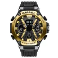 SMAEL men's sports watch in gold and black with dual display and waterproof design - Black & Gold