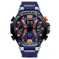 SMAEL blue and orange multi-functional digital dual-display sports watch for men - Blue