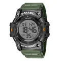 SMAEL military digital sports watch with green textured strap and 5BAR water resistance - Army Green