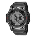 Rugged black SMAEL digital sports watch for men with 5BAR waterproof outdoor design - Black