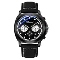 Chenxi schwarze Herren-Quarzuhr mit Chronograph Datum und leuchtenden Zeigern Design - Lederarmband-Stil (Cx-9542) / Schwarzes Gehäuse Schwarzes Zifferblatt