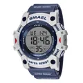 SMAEL waterproof digital sports watch in white and blue, 5ATM water resistance. - Dark Blue