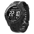 SMAEL men's digital sports watch with LED backlight and 5ATM waterproof - Black