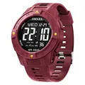 Maroon SMAEL men's sports digital watch with LED backlight and 5BAR water resistance - Red
