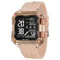 Montre de sport numérique carrée unisexe SMAEL avec bracelet en silicone beige et alarme - Beige