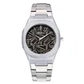 Détail de la montre BESTWIN avec cadran gaufré 3D et lunette argentée élégante - Boîtier Argent et Blanc Cadran Noir