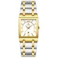 WWOOR 8858 Luxus-Quarzuhr für Herren, quadratisches Gehäuse, zweifarbiges Edelstahlarmband - Two Tone Gold White Dial