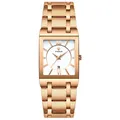 WWOOR 8858 Luxus quadratische roségoldene Edelstahl Quarzuhr mit Datumsanzeige für Herren. - Roségold Gehäuse Weißes Zifferblatt