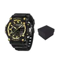Montre de sport SANDA bicolore noir et or avec son coffret cadeau noir assorti - Noir & Or