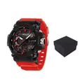 Orologio sportivo digitale SAMDA impermeabile da uomo con cinturino in silicone rosso e box - Rosso