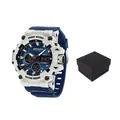 Orologio sportivo SAMDA uomo, cinturino blu e cassa bianca, con scatola regalo nera - bianco e blu