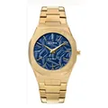 Montre à quartz dorée pour homme avec cadran bleu en relief - Boîtier Or Cadran Bleu Foncé