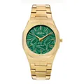 Montre de luxe BESTWIN pour homme avec cadran vert gaufré et bracelet en acier doré - Boîtier Doré Cadran Vert
