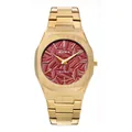 Montre à quartz pour hommes BESTWIN avec cadran gaufré rouge et finition dorée élégante - Boîtier Doré Cadran Rouge