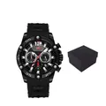 MINI FOCUS Multifunktions-Sport-Quarzuhr für Herren mit schwarzem Silikonarmband - Schwarzes Gehäuse Schwarzes Zifferblatt Schwarzes Armband (07)