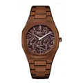 Montre à quartz BESTWIN homme business avec texture bois brun et cadran gaufré - Marron