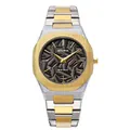 Montre quartz BESTWIN pour homme avec cadran doré en relief et bracelet acier bicolore - Argent Or Bicolore avec Cadran Noir