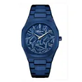 Montre à quartz professionnelle pour hommes en bleu avec cadran gaufré unique - Bleu foncé