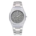Montre à quartz BESTWIN pour hommes avec un cadran argenté à relief texturé unique - Boîtier Argent et Blanc Cadran Gris