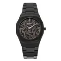 Montre à quartz pour hommes BESTWIN avec cadran en relief 3D et bracelet en acier - Noir