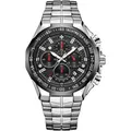 Montre à quartz de sport WWOOR 8868 pour homme avec bracelet en acier et cadran noir - Boîtier Argent Noir Cadran Noir
